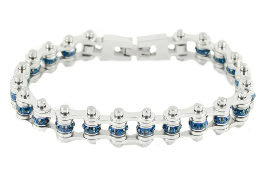 Birthstone Jewelry Ladies Motorcycle Bike Chain Bracelet Stainless Steel December Edition SB175
