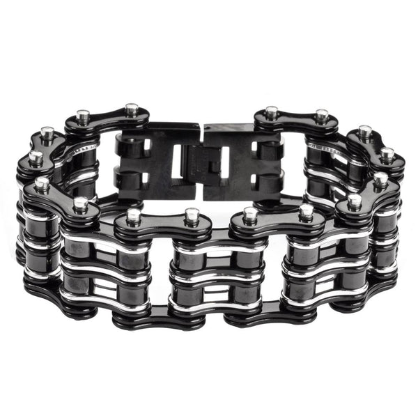 Men's Primary Motorcycle Bike Chain Bracelet Black Stainless Steel SB177