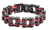 Firefighter Motorcycle Bike Chain Bracelet Stainless Steel Black & Red SB178