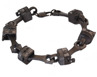 Heavy Metal Jewelry Men's Piston Skull Link Biker Bracelet Stainless Steel Gunmetal SB179