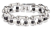Biker Jewelry's Men's Motorcycle Bike Chain Bracelet Stainless Steel Silver & Black SB181