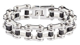 Biker Jewelry's Men's Motorcycle Bike Chain Bracelet Stainless Steel Silver & Black SB181