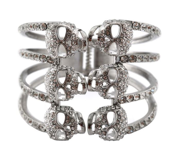 Biker Jewelry Ladies Bling Skull Cage Cuff Biker Bracelet Stainless Steel SB182