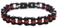 Biker Jewelry Mini Ladies Black with Red Crystal Stainless Steel Motorcycle Bike Chain Bracelet SB184
