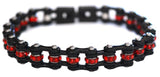 Biker Jewelry Mini Ladies Black with Red Crystal Stainless Steel Motorcycle Bike Chain Bracelet SB184