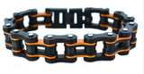 Men's Motorcycle Bike Chain Bracelet Stainless Steel Gunmetal & Beryllium Orange SB187