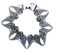 Heart & Angel Wings Biker Ladies Bracelet Stainless Steel Biker Jewelry SB188