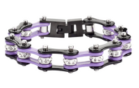 Tennis Bracelet Jewelry Ladies Motorcycle Bike Chain Stainless Steel Bracelet Black & Violet SB192