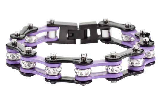 Tennis Bracelet Jewelry Ladies Motorcycle Bike Chain Stainless Steel Bracelet Black & Violet SB192