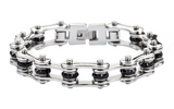Ladies Bike Chain Stainless Steel Bracelet Silver & Black Crystals SB197