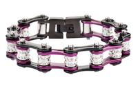 Women's Jewelry Ladies Motorcycle Bike Chain Stainless Steel Bracelet Black & Purple SB199