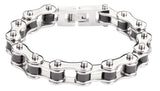 Unisex 10mm Silver & Black Bike Chain Bracelet Stainless Steel SB1
