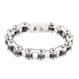 Unisex Bike Chain Bracelet Stainless Steel Silver & Black SB1