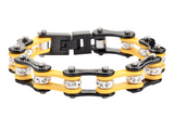 Ladies' Motorcycle Bike Chain Bracelet in Stainless Steel, Black & Yellow SB200