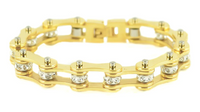 Ladies Motorcycle Bike Chain Stainless Steel Bracelet Gold on Gold SB203