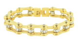 Ladies Motorcycle Bike Chain Stainless Steel Bracelet Gold on Gold SB203