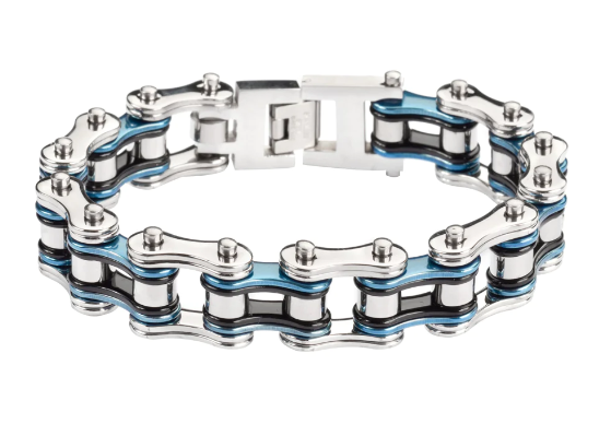 Men's Motorcycle Bike Chain Bracelet Stainless Steel Multi-Color/Double Link SB209