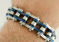 Men's Motorcycle Bike Chain Bracelet Stainless Steel Multi-Color/Double Link SB209