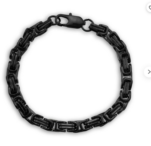 7mm Byzantine Bracelet Black Stainless Steel SB211