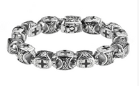 Unisex Greek Cross Square Link Bracelet Stainless Steel SB212