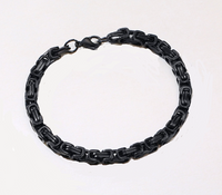Unisex 5mm Black Stainless Steel Byzantine Bracelet SB214