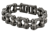 16mm All Gunmetal Bike Chain Bracelet Double Link Men's Biker Stainless Steel SB217