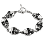 Men's 16mm Toggle Skulls Link Bracelet Biker Stainless Steel<br>SB225