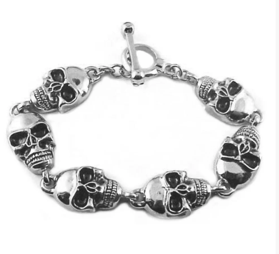 Biker Jewelry Men's Skull Biker Bracelet Stainless Steel SB225
