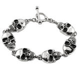 Men's 16mm Toggle Skulls Link Bracelet Biker Stainless Steel<br>SB225