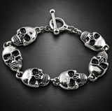 Men's 16mm Toggle Skulls Link Bracelet Biker Stainless Steel<br>SB225
