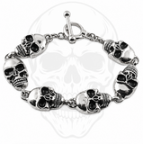 Men's 16mm Toggle Skulls Link Bracelet Biker Stainless Steel<br>SB225