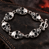 Men's 16mm Toggle Skulls Link Bracelet Biker Stainless Steel<br>SB225