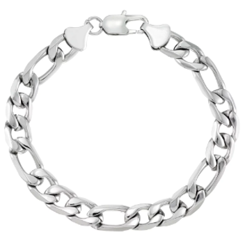 Men's 11mm Wide Stainless Steel Figaro Bracelet SB22
