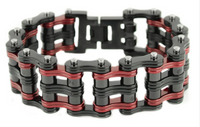 Jewelry Men's Primary Motorcycle Bike Chain Bracelet Black / Red Stainless Steel SB230