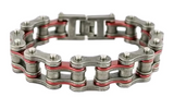 Motorcycle Bike Chain Bracelet Stainless Steel Distressed Finish Antique Red Double Link SB231