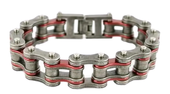 Motorcycle Bike Chain Bracelet Stainless Steel Distressed Finish Antique Red Double Link SB231