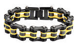 Biker Jewelry Men's Motorcycle Bike Chain Bracelet Stainless Steel Black/Yellow SB234