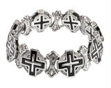 Heavy Metal Jewelry Men's Flat Greek Halo Cross Bracelet Stainless Steel SB237