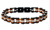 Ladies Gunmetal & Beryllium Orange / Crystals Stainless Steel Motorcycle Bike Chain Tennis Bracelet SB184