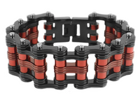 Men's Primary Motorcycle Bike Chain Bracelet Black & Red Stainless Steel SB23