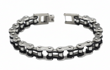10mm / 8.5-inch Chrome / Black Bike Chain Bracelet<br>SB240