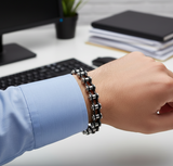 10mm / 8.5-inch Chrome / Black Bike Chain Bracelet<br>SB240