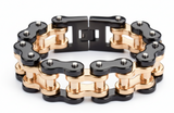 Big Men's Motorcycle Bike Chain Bracelet Black/Gold Stainless Steel <BR>SB241