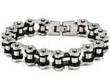 *NEW* 10mm Silver & Black "APEX" Bike Chain Bracelet Unisex Biker Stainless Steel SB243