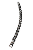 *NEW* 10mm Silver & Black "APEX" Bike Chain Bracelet Unisex Biker Stainless Steel SB243