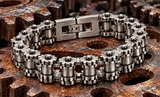 *NEW* 14mm Distressed "Gears" Bike Chain Bracelet Men's Biker Stainless Steel SB244
