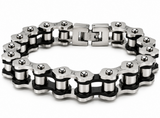 *NEW* 16mm Silver & Black "APEX" Bike Chain Bracelet Men's Biker Stainless Steel SB245