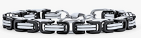 Men's or Women's Stainless Steel Byzantine Bracelet Black and Chrome SB28