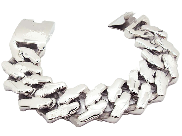 Stainless Men's Designer Fancy Link Bracelet Heavy and Wide SB29