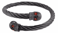 Skull Jewelry Unisex Gunmetal Wired Skull Biker Bracelet Stainless Steel Blue or Red Eyes SB31